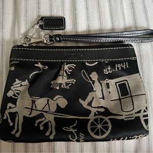 Vintage Coach Horse & Carriage Wristlet Wallet Pouch Stagecoach Y2K